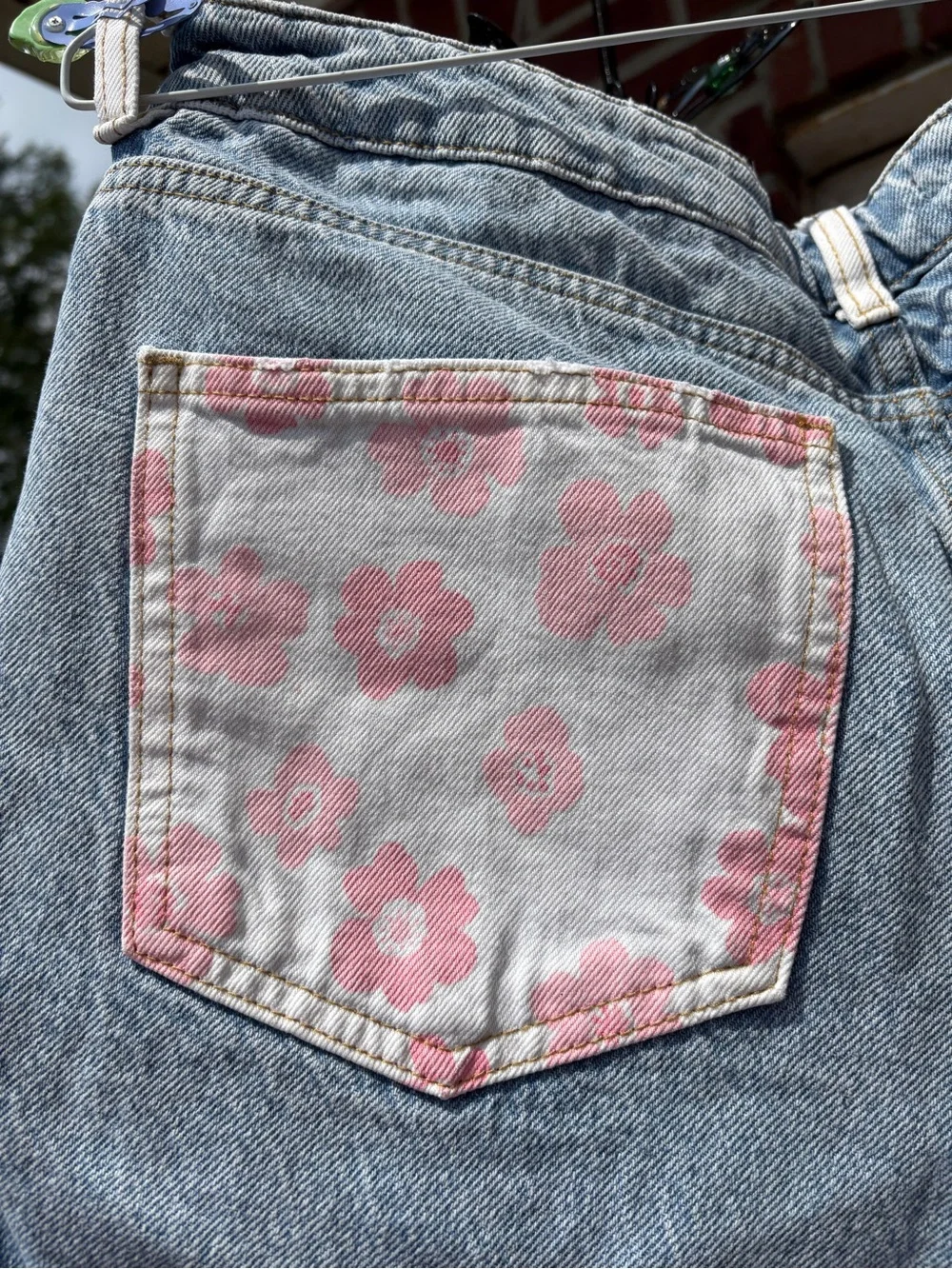 PacSun Two-Tone Floral Patch Denim Shorts